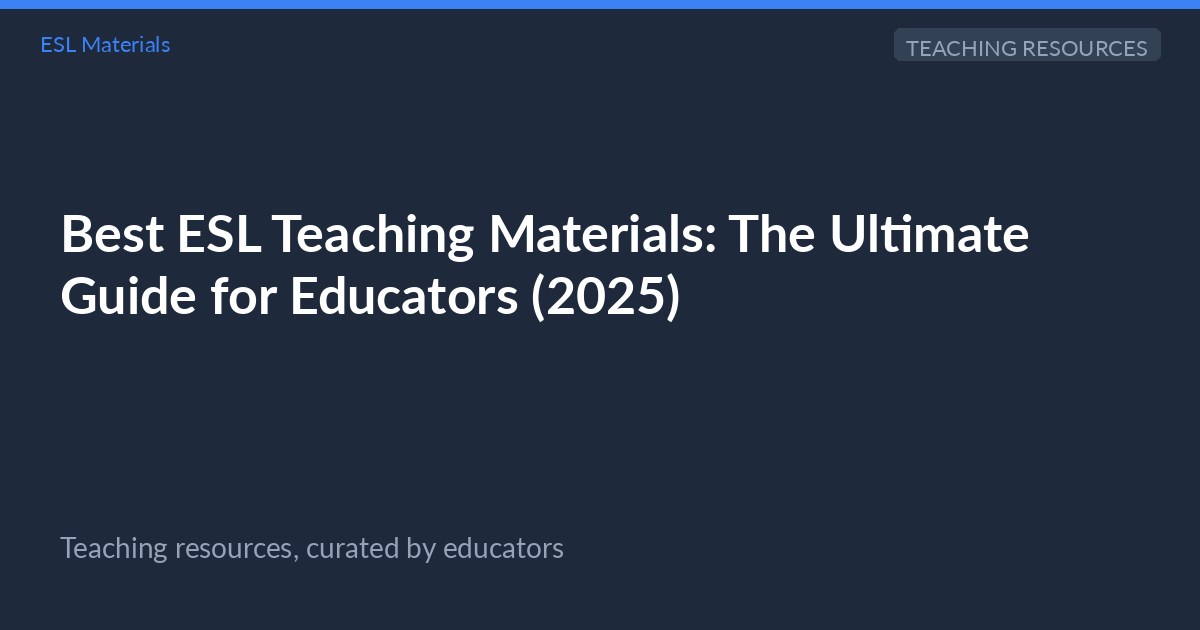 Best ESL Teaching Materials: The Ultimate E... | ESL Materials